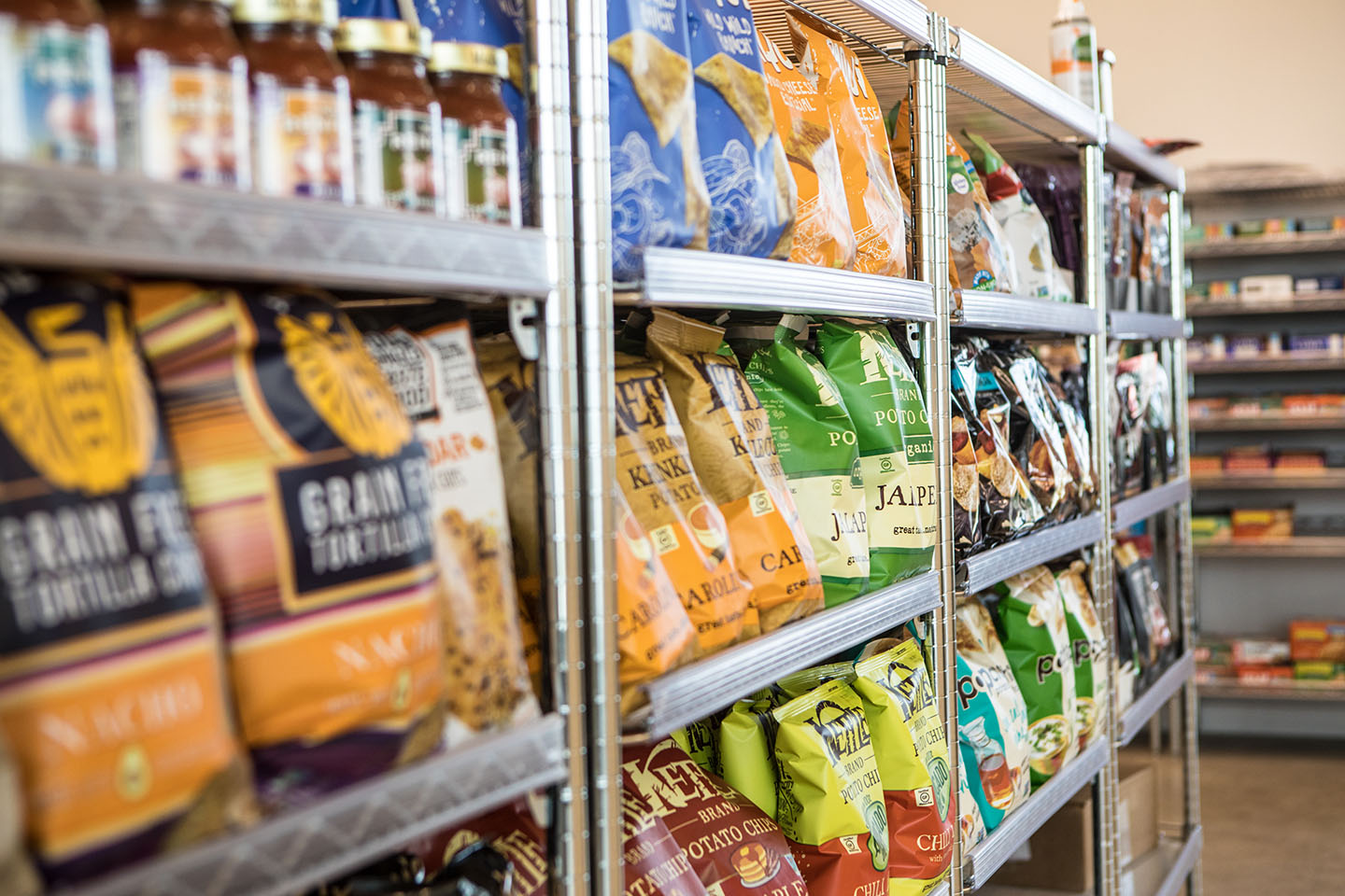 The shelves of Walsh Village Market stocked with grad-and-go items